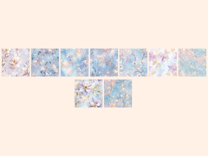 Serene Flowers Seamless Digital Paper Calm Floral Design - Wonders Artist