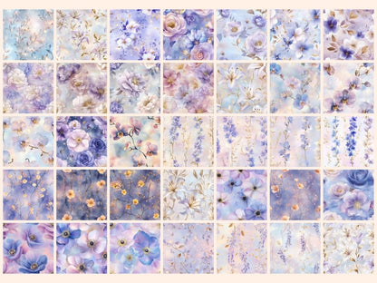 Serene Flowers Seamless Digital Paper Calm Floral Design - Wonders Artist