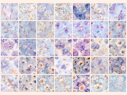 Serene Flowers Seamless Digital Paper Calm Floral Design - Wonders Artist