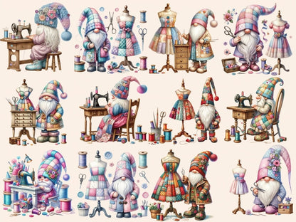 Sewing Gnomes Clipart Cute gnome art - Wonders Artist