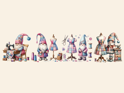 Sewing Gnomes Clipart Cute gnome art - Wonders Artist