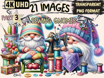Sewing Gnomes (P3) Clipart Cute gnome art - Wonders Artist