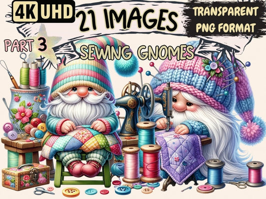 Sewing Gnomes (P3) Clipart Cute gnome art - Wonders Artist