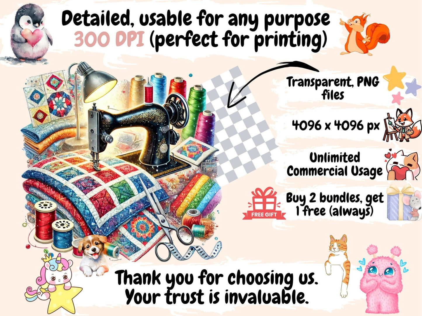 Sewing Hobbyists Clipart - High - Quality Instant Digital Download for Creative Projects