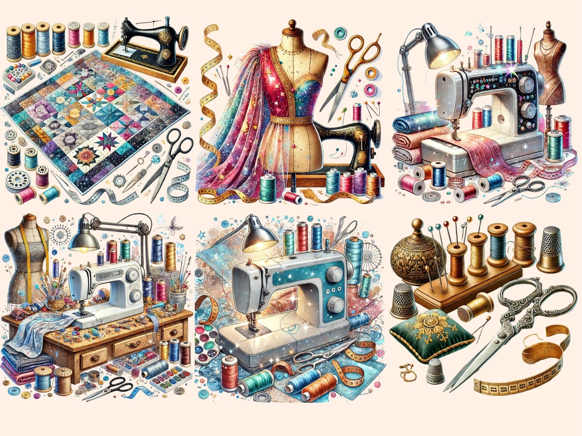 Sewing Hobbyists Clipart - High - Quality Instant Digital Download for Creative Projects