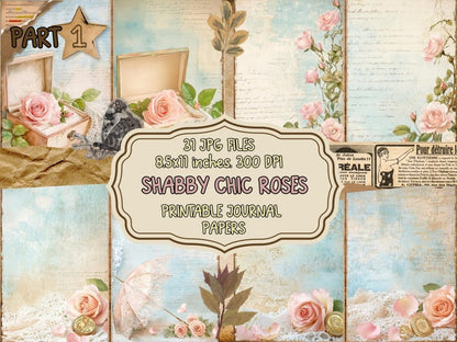 Shabby Chic Roses Journal Pages (P1) Chic Rose Pages - Wonders Artist