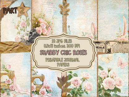 Shabby Chic Roses Journal Pages (P2) Chic Rose Pages - Wonders Artist