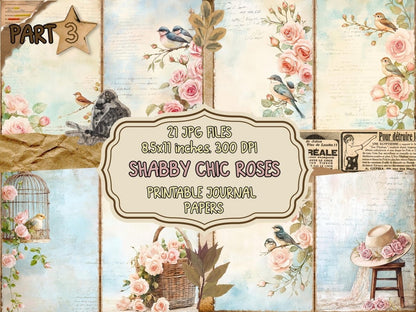 Shabby Chic Roses Journal Pages (P3) Chic Rose Pages - Wonders Artist