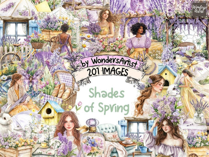 Shades of Spring Watercolor Clipart blooming flowers png - Wonders Artist