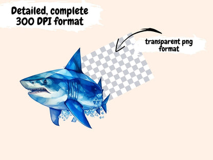 Sharks Watercolor Clipart baby shark clipart - Wonders Artist