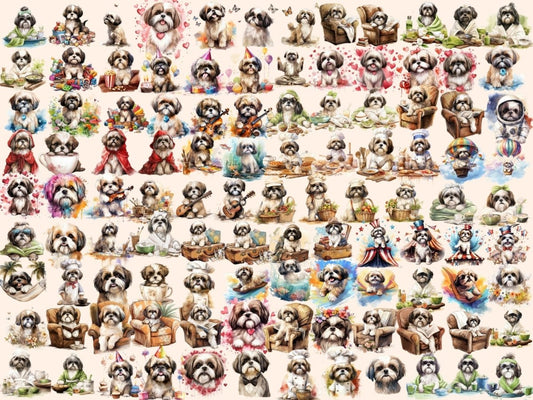 Кліпарт акварельного ши-тцу