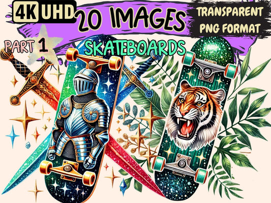 Skateboards Clipart - High - Quality Instant Digital Download for Creative Projects