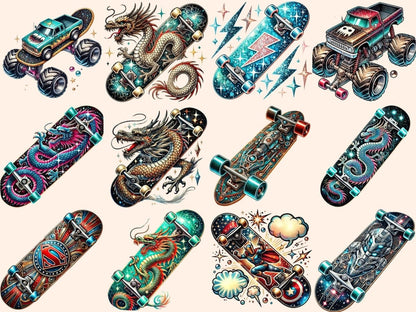 Skateboards (P2) Clipart Skate Deck PNG - Wonders Artist