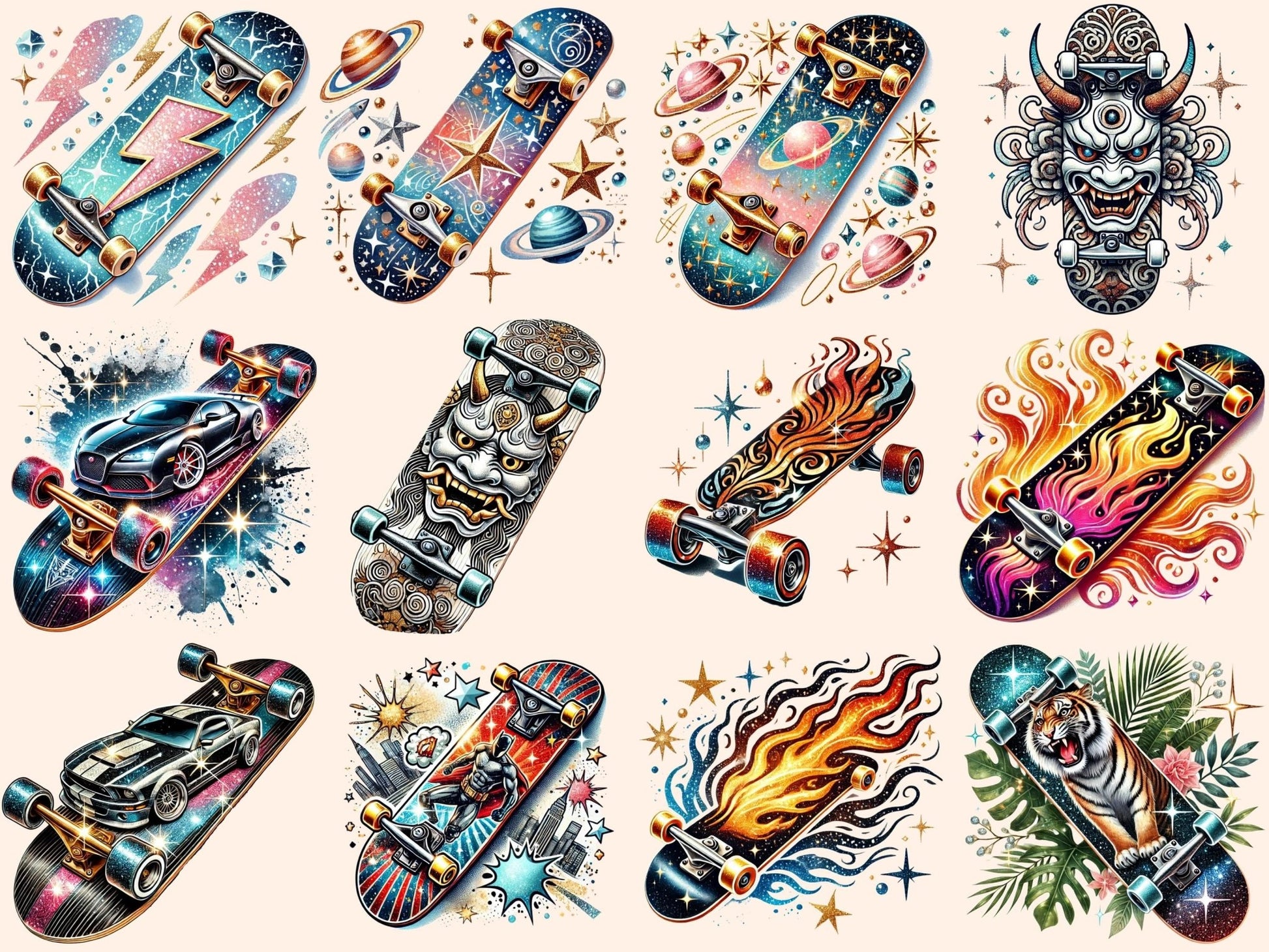 Skateboards (P3) Clipart - High - Quality Instant Digital Download for Creative Projects