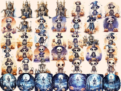 Skeletons Watercolor Clipart eerie clipart - Wonders Artist