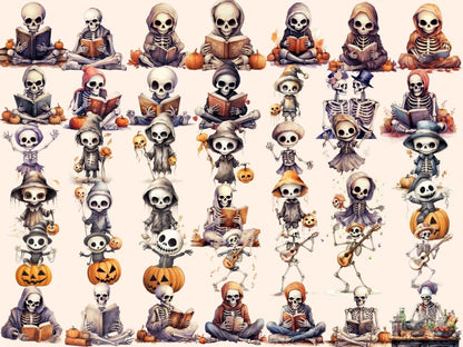 Skeletons Watercolor Clipart eerie clipart - Wonders Artist