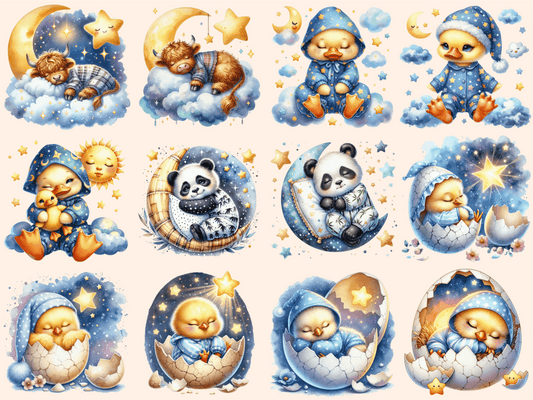 Clipart spících zvířat