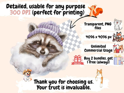 Sleepy Animals Watercolor Clipart animal clipart - Wonders Artist