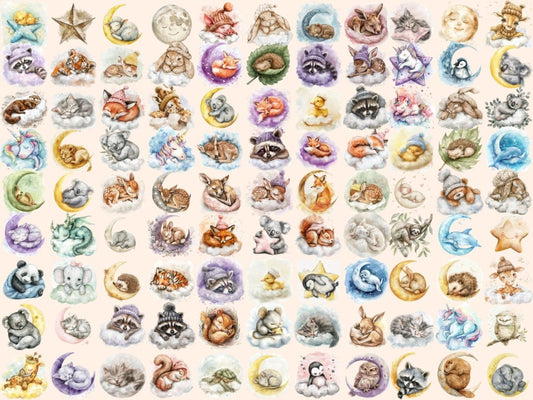 Акварельний кліпарт сонних тварин