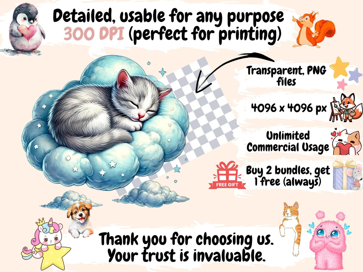 Sleepy Cats (P2) Clipart - High - Quality Instant Digital Download for Creative Projects