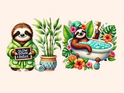 Sloth Spa Clipart cozy sloth art cute sloth png new bundles all - WondersArtist