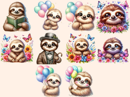Sloths Clipart Cute sloth art - Wonders Artist