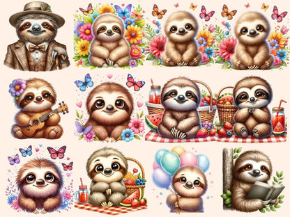 Sloths Clipart Cute sloth art - Wonders Artist