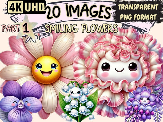 Smiling Flowers (P1) Clipart adorable flower png - Wonders Artist