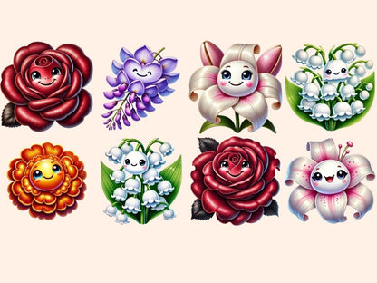 Smiling Flowers (P1) Clipart adorable flower png - Wonders Artist