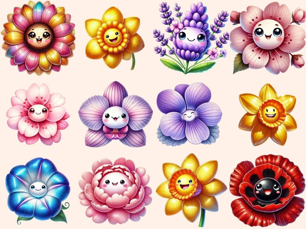 Smiling Flowers (P2) Clipart adorable flower png - Wonders Artist