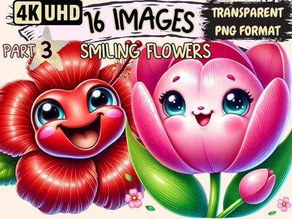 Smiling Flowers (P3) Clipart adorable flower png - Wonders Artist