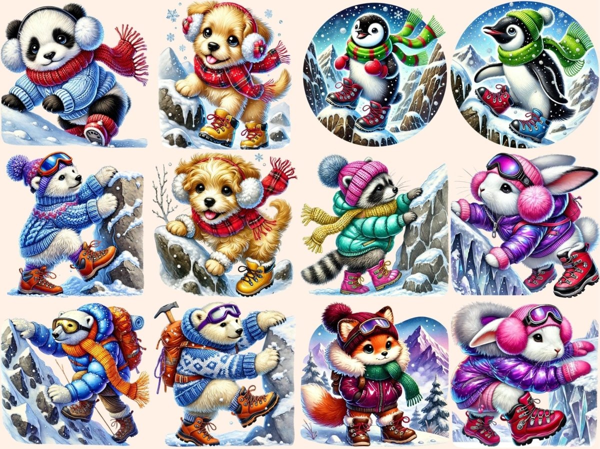Snow Climbing Animals Clipart alpine creatures art - Wonders Artist