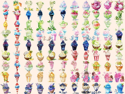 Snow Cones Watercolor Clipart ice cone clipart - Wonders Artist