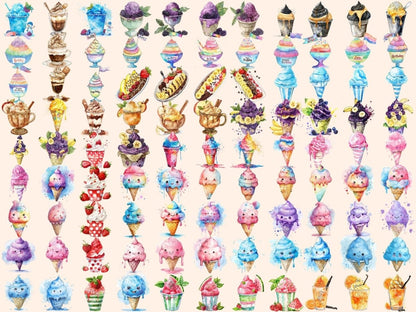 Snow Cones Watercolor Clipart ice cone clipart - Wonders Artist