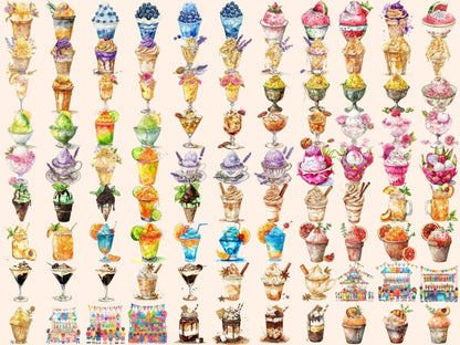 Snow Cones Watercolor Clipart ice cone clipart - Wonders Artist