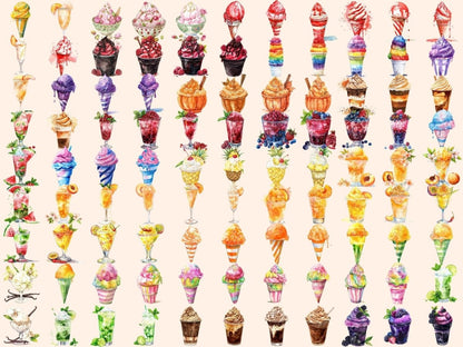 Snow Cones Watercolor Clipart ice cone clipart - Wonders Artist