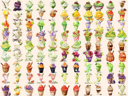 Snow Cones Watercolor Clipart ice cone clipart - Wonders Artist