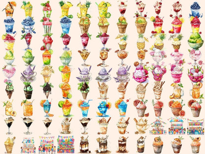 Snow Cones Watercolor Clipart ice cone clipart - Wonders Artist