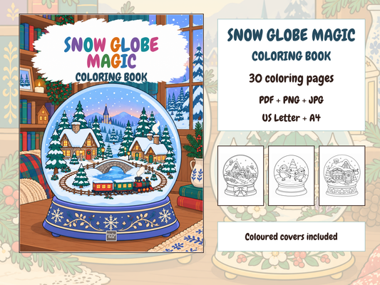 Snow Globe Magic Coloring Book — complete digital bundle