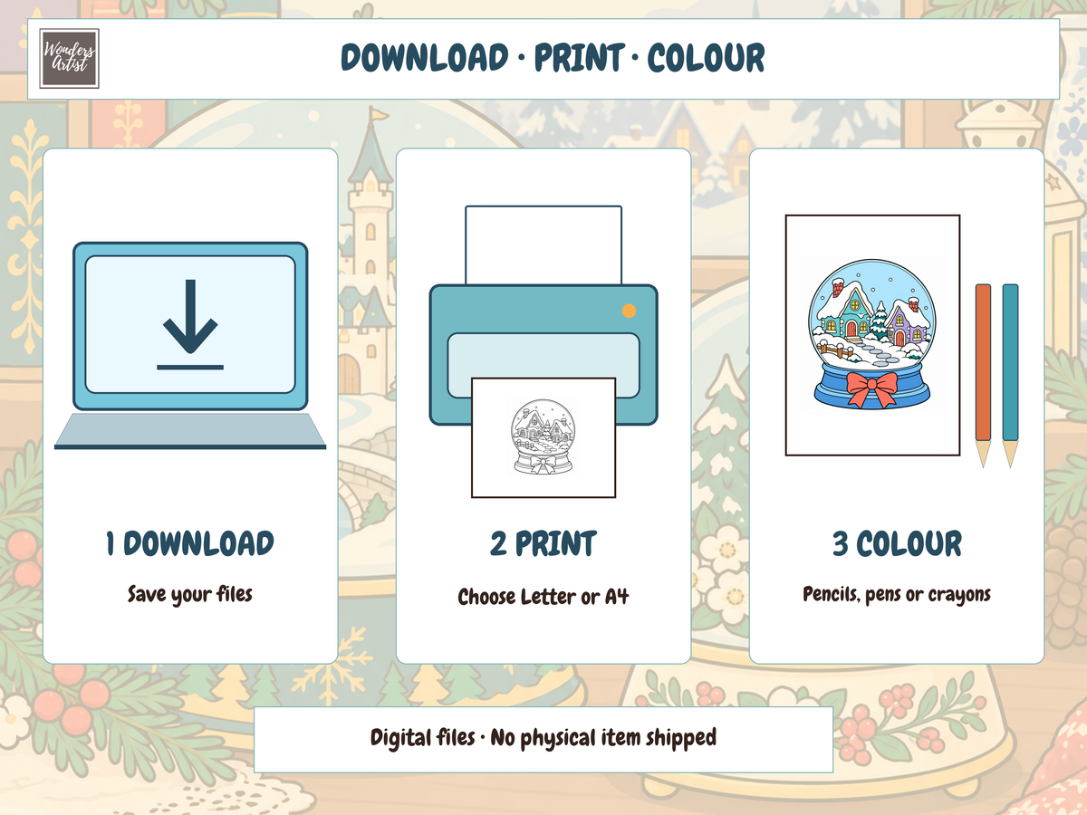 Snow Globe Magic Coloring Book — digital download