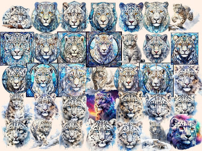 Snow Leopards Watercolor Clipart arctic animals - Wonders Artist