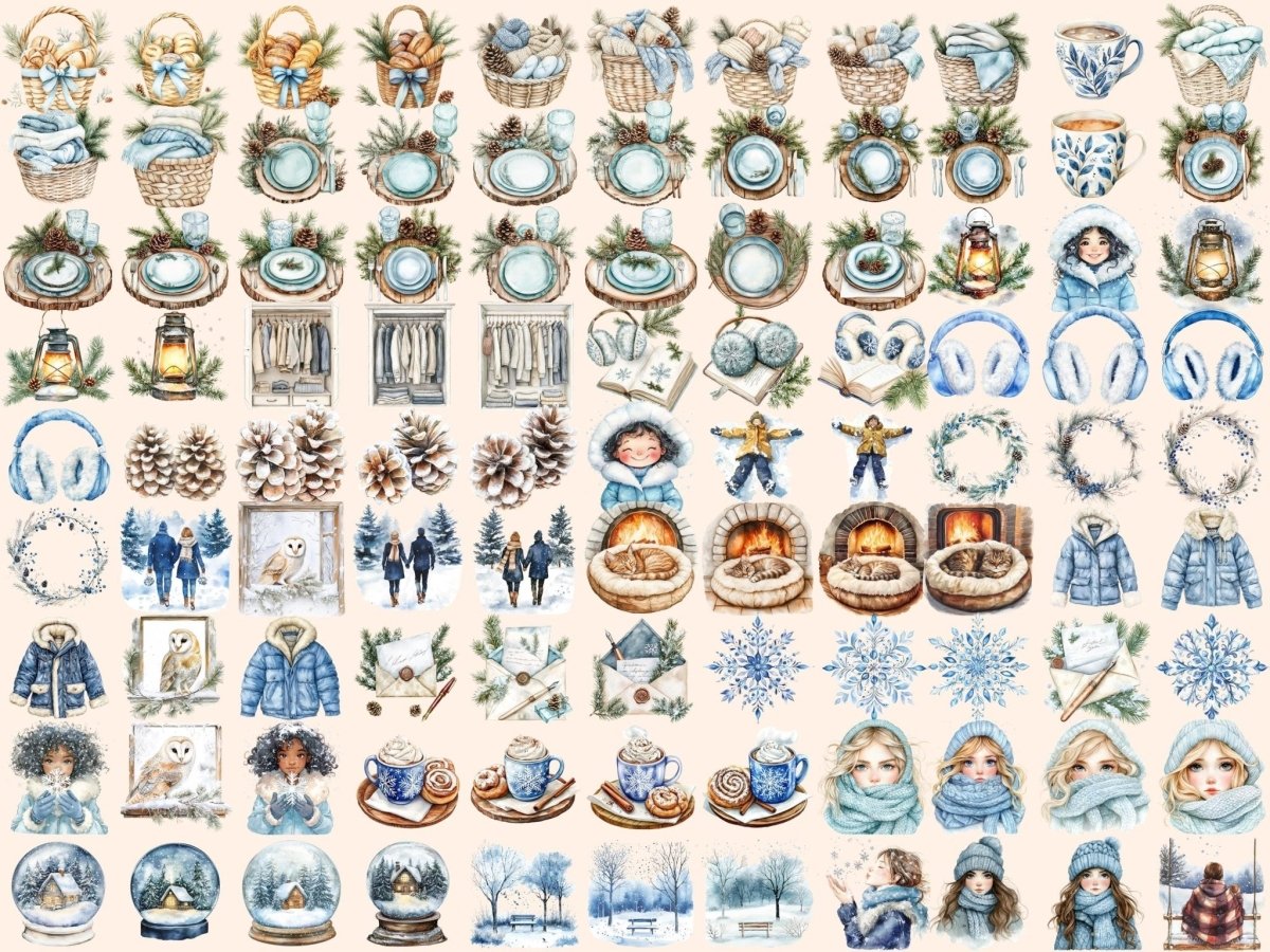 Snowflake Snuggles Watercolor Clipart christmas clipart new bundles all new watercolor - WondersArtist