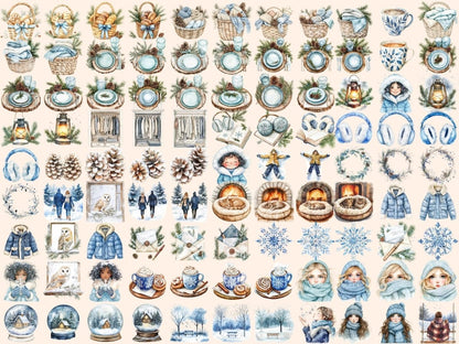 Snowflake Snuggles Watercolor Clipart christmas clipart new bundles all new watercolor - WondersArtist