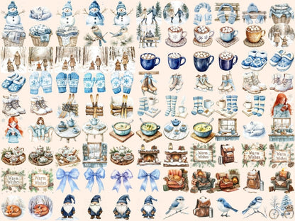 Snowflake Snuggles Watercolor Clipart christmas clipart new bundles all new watercolor - WondersArtist