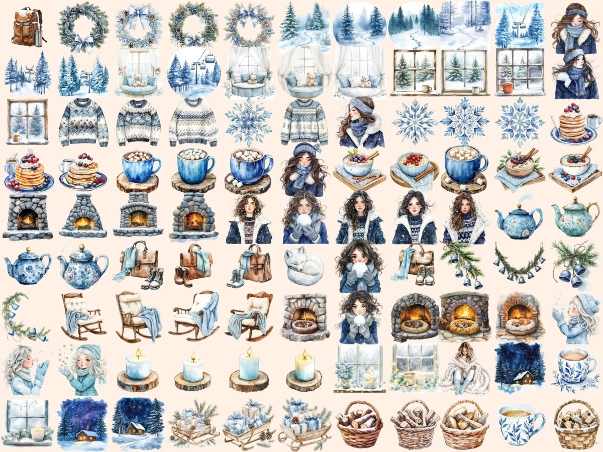 Snowflake Snuggles Watercolor Clipart christmas clipart new bundles all new watercolor - WondersArtist