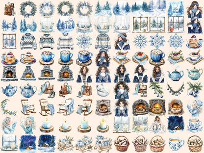 Snowflake Snuggles Watercolor Clipart christmas clipart new bundles all new watercolor - WondersArtist