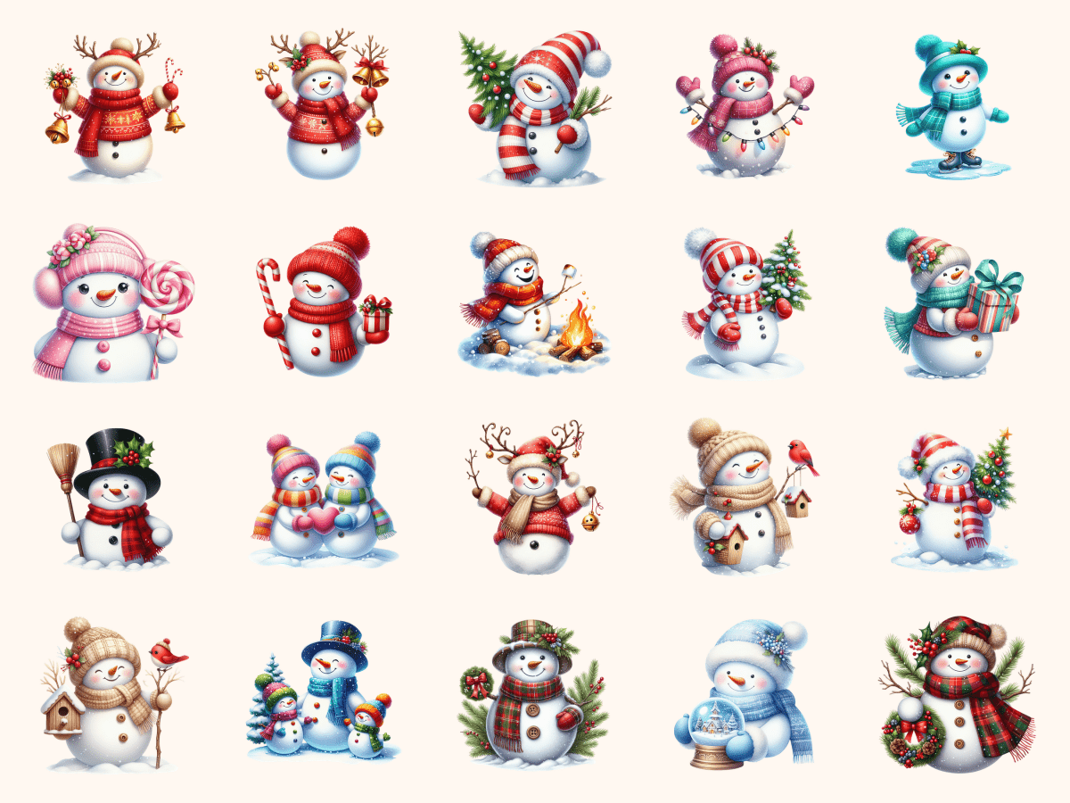 Snowman Clipart All Bundles Clipart Line Art - WondersArtist