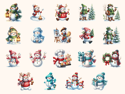 Snowman Clipart All Bundles Clipart Line Art - WondersArtist