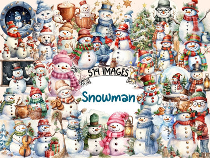 Snowman Watercolor Clipart christmas clipart - Wonders Artist