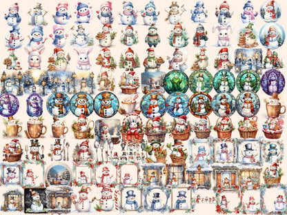 Snowman Watercolor Clipart christmas clipart - Wonders Artist